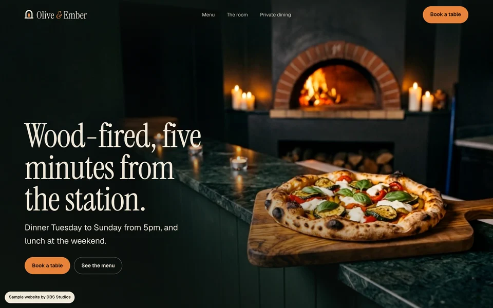 The Olive & Ember website homepage
